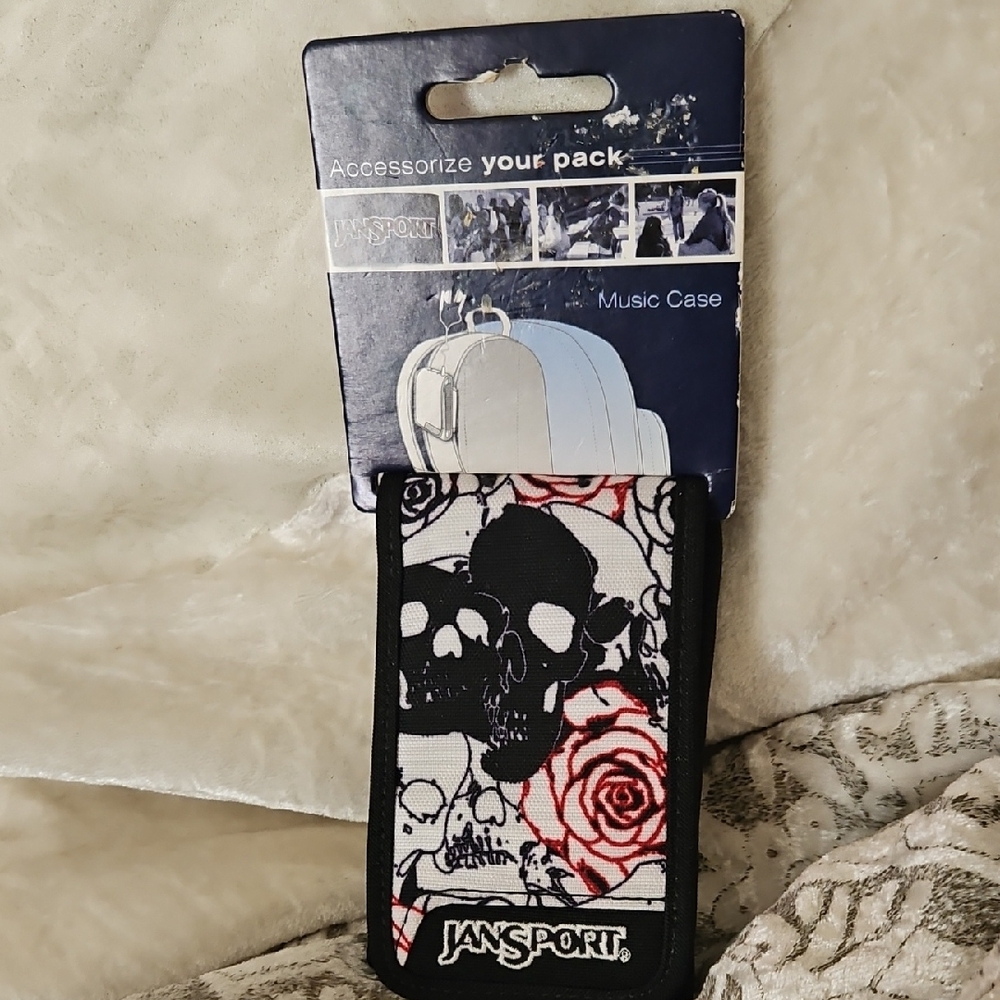 Jansport Black, White & Red Skull Rose Music Case